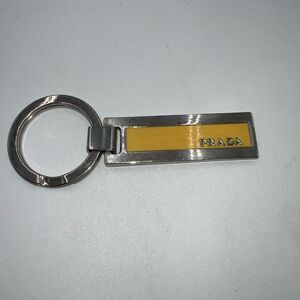 Prada Made in Italy Silver Tone and Yellow Keychain